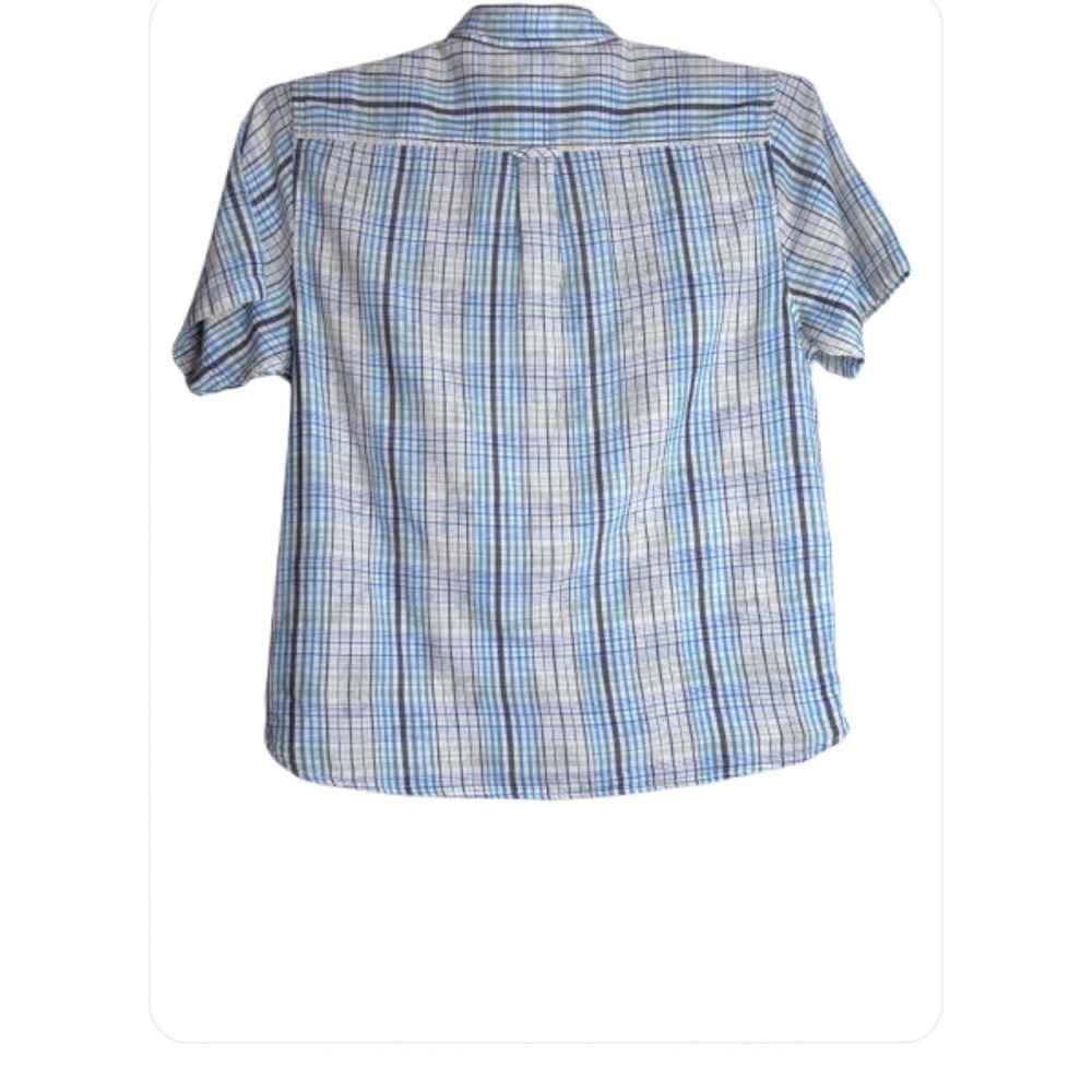 Tommy Bahama Shirt Mens Gray Yellow Blue Striped XL Short Sleeve Button Up Camp
